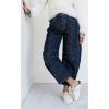 image:imageCHOUYATOU Womens Baggy Barrel Jeans Wide Leg Boyfriend Jeans High Waisted Y2K Cropped Denim Harem PantsDark Blue