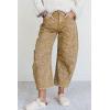 image:imageCHOUYATOU Womens Baggy Barrel Jeans Wide Leg Boyfriend Jeans High Waisted Y2K Cropped Denim Harem PantsKhaki