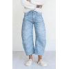 image:imageCHOUYATOU Womens Baggy Barrel Jeans Wide Leg Boyfriend Jeans High Waisted Y2K Cropped Denim Harem PantsLight Blue
