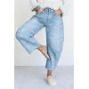 image:imageCHOUYATOU Womens Baggy Barrel Jeans Wide Leg Boyfriend Jeans High Waisted Y2K Cropped Denim Harem PantsLight Blue