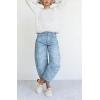 image:imageCHOUYATOU Womens Baggy Barrel Jeans Wide Leg Boyfriend Jeans High Waisted Y2K Cropped Denim Harem PantsLight Blue