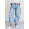 image:imageCHOUYATOU Womens Baggy Barrel Jeans Wide Leg Boyfriend Jeans High Waisted Y2K Cropped Denim Harem PantsLight Blue