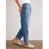image:imageCHOUYATOU Womens Distressed Mid Rise Barrel Jeans Boyfriend Y2K Ripped Patchwork Denim Pant with PocketsBlue