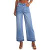 image:imageCHOUYATOU Womens 2026 Distressed Wide Leg Jeans High Waisted Fringe Capri Jeans Boyfriend Baggy Barrel Denim PantsLight Blue