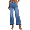 image:imageCHOUYATOU Womens 2026 Distressed Wide Leg Jeans High Waisted Fringe Capri Jeans Boyfriend Baggy Barrel Denim PantsVintage Blue