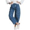 image:imageCHOUYATOU Womens Baggy Barrel Jeans Wide Leg Boyfriend Jeans High Waisted Y2K Cropped Denim Harem PantsBlue