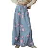 image:imagechouyatou Womens 2025 Polka Dot Pattern Barrel Jeans Boyfriend Y2K Casual Mid Rise Wide Leg Denim PantsLight Blue