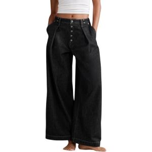 image:imageCHOUYATOU Women 2026 Baggy High Waisted Wide Leg Jeans Trousers Loose Business Casual Denim Palazzo PantsBlack
