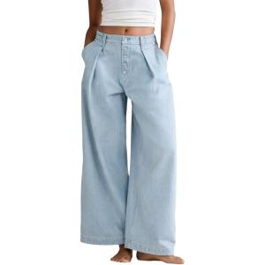 image:imageCHOUYATOU Women 2026 Baggy High Waisted Wide Leg Jeans Trousers Loose Business Casual Denim Palazzo PantsLight Blue