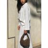 image:imagechouyatou Womens 2 Piece Knitted Sets Polo Collared Sweater Long Bodycon Skirt Two Piece Sweater Skirt OutfitsWhite