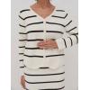 image:imagechouyatou Womens Striped Knit Skirt 2 Piece Outfits Button Down Cardigan and Package Hip Long Skirt Matching SetsBeige White