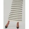 image:imagechouyatou Womens Striped Knit Skirt 2 Piece Outfits Button Down Cardigan and Package Hip Long Skirt Matching SetsBeige White