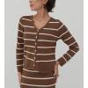 image:imagechouyatou Womens Striped Knit Skirt 2 Piece Outfits Button Down Cardigan and Package Hip Long Skirt Matching SetsCoffee Brown