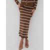 image:imagechouyatou Womens Striped Knit Skirt 2 Piece Outfits Button Down Cardigan and Package Hip Long Skirt Matching SetsCoffee Brown