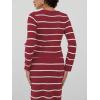 image:imagechouyatou Womens Striped Knit Skirt 2 Piece Outfits Button Down Cardigan and Package Hip Long Skirt Matching SetsDark Red