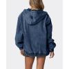 image:imageCHOUYATOU Womens 2026 Spring Hooded Denim Jacket Zip Up Jean Hoodie Trench Coat Casual Loose Bomber JacketDark Blue