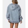 image:imageCHOUYATOU Womens 2026 Spring Hooded Denim Jacket Zip Up Jean Hoodie Trench Coat Casual Loose Bomber JacketLight Blue