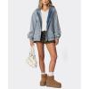 image:imageCHOUYATOU Womens 2026 Spring Hooded Denim Jacket Zip Up Jean Hoodie Trench Coat Casual Loose Bomber JacketLight Blue