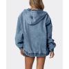 image:imageCHOUYATOU Womens 2026 Spring Hooded Denim Jacket Zip Up Jean Hoodie Trench Coat Casual Loose Bomber JacketMedium Blue