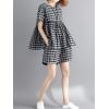 image:imagechouyatou Womens 2 Piece Outfits Gingham Cotton Short Sleeve Tank Top and Summer Elastic Waist Shorts SetBlack