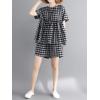 image:imagechouyatou Womens 2 Piece Outfits Gingham Cotton Short Sleeve Tank Top and Summer Elastic Waist Shorts SetBlack