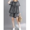 image:imagechouyatou Womens 2 Piece Outfits Gingham Cotton Short Sleeve Tank Top and Summer Elastic Waist Shorts SetBlack