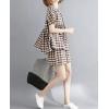 image:imagechouyatou Womens 2 Piece Outfits Gingham Cotton Short Sleeve Tank Top and Summer Elastic Waist Shorts SetCoffee