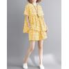 image:imagechouyatou Womens 2 Piece Outfits Gingham Cotton Short Sleeve Tank Top and Summer Elastic Waist Shorts SetYellow