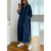 image:imagechouyatou Womens Casual Long Sleeve Maxi Denim Dress Fall Spring Loose 12 Button Down Tunic Jean DressDark Blue