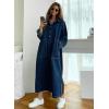 image:imagechouyatou Womens Casual Long Sleeve Maxi Denim Dress Fall Spring Loose 12 Button Down Tunic Jean DressDark Blue