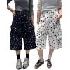 image:imagechouyatou Womens Polka Dot High Waisted Jean Shorts Wide Leg Cargo Five Points Bermuda Denim Shorts with PocketsBlack