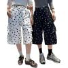 image:imagechouyatou Womens Polka Dot High Waisted Jean Shorts Wide Leg Cargo Five Points Bermuda Denim Shorts with PocketsBlack