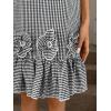 image:imagechouyatou Womens Summer Boho Plaid Ruffle Hem Dress Casual Gingham Tank Midi Long Dress Beach Party SundressBlack