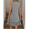 image:imagechouyatou Womens Summer Boho Plaid Ruffle Hem Dress Casual Gingham Tank Midi Long Dress Beach Party SundressBlack