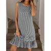 image:imagechouyatou Womens Summer Boho Plaid Ruffle Hem Dress Casual Gingham Tank Midi Long Dress Beach Party SundressBlack
