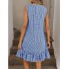 image:imagechouyatou Womens Summer Boho Plaid Ruffle Hem Dress Casual Gingham Tank Midi Long Dress Beach Party SundressBlue