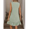 image:imagechouyatou Womens Summer Boho Plaid Ruffle Hem Dress Casual Gingham Tank Midi Long Dress Beach Party SundressGreen
