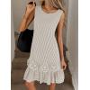 image:imagechouyatou Womens Summer Boho Plaid Ruffle Hem Dress Casual Gingham Tank Midi Long Dress Beach Party SundressKhaki