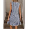 image:imagechouyatou Womens Summer Boho Plaid Ruffle Hem Dress Casual Gingham Tank Midi Long Dress Beach Party SundressNavy