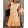 image:imagechouyatou Womens Summer Boho Plaid Ruffle Hem Dress Casual Gingham Tank Midi Long Dress Beach Party SundressOrange