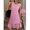 image:imagechouyatou Womens Summer Boho Plaid Ruffle Hem Dress Casual Gingham Tank Midi Long Dress Beach Party SundressPink