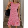 image:imagechouyatou Womens Summer Boho Plaid Ruffle Hem Dress Casual Gingham Tank Midi Long Dress Beach Party SundressRed