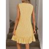 image:imagechouyatou Womens Summer Boho Plaid Ruffle Hem Dress Casual Gingham Tank Midi Long Dress Beach Party SundressYellow