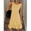 image:imagechouyatou Womens Summer Boho Plaid Ruffle Hem Dress Casual Gingham Tank Midi Long Dress Beach Party SundressYellow