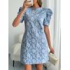 image:imagechouyatou Womens Summer Cute Floral Print Mini Dress Retro Puff Short Sleeve Work Casual Shift DressesBlue