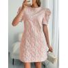 image:imagechouyatou Womens Summer Cute Floral Print Mini Dress Retro Puff Short Sleeve Work Casual Shift DressesPink