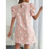 image:imagechouyatou Womens Summer Cute Floral Print Mini Dress Retro Puff Short Sleeve Work Casual Shift DressesPink