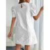 image:imagechouyatou Womens Summer Cute Floral Print Mini Dress Retro Puff Short Sleeve Work Casual Shift DressesWhite