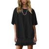 image:imagechouyatou Womens Summer Ruffle Skirt Set Casual Short Sleeve T Shirt Mini Skirt Lounge Set Vacation 2 Piece OutfitsBlack