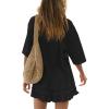 image:imagechouyatou Womens Summer Ruffle Skirt Set Casual Short Sleeve T Shirt Mini Skirt Lounge Set Vacation 2 Piece OutfitsBlack